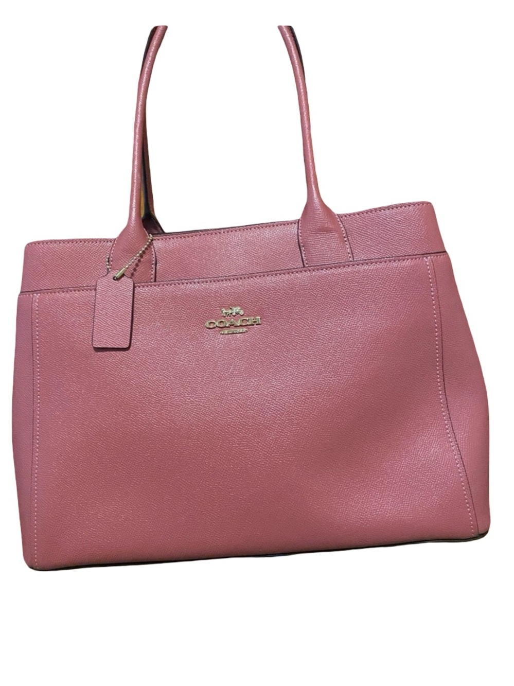 Coach Rose Pink Leather Tote Bag - Signature Logo - Picture 2 of 12